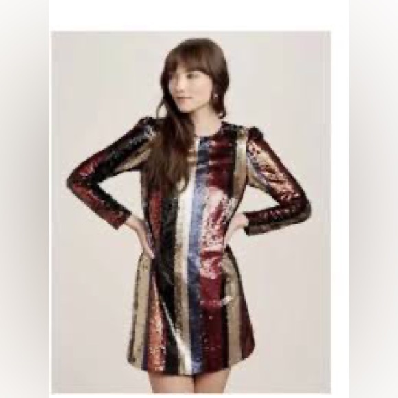 NWT ALI & JAY MEMBERS ONLY Striped Sequin Mini Cocktail Evening Dress Small $158 - Picture 4 of 5